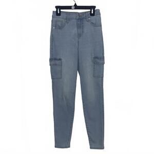 Light Wash Cargo Skinny Jeans Size 00 Soft Stretch Y2K Streetwear Vintage Fit